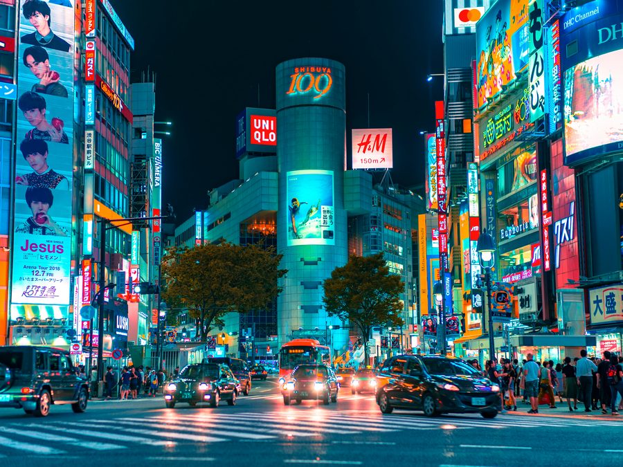Shibuya Crossing at night, Tokyo, Japan