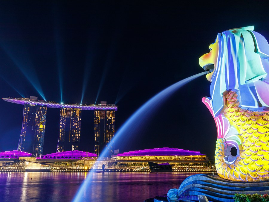 Marina Bay Sands and Merlion, Singapore