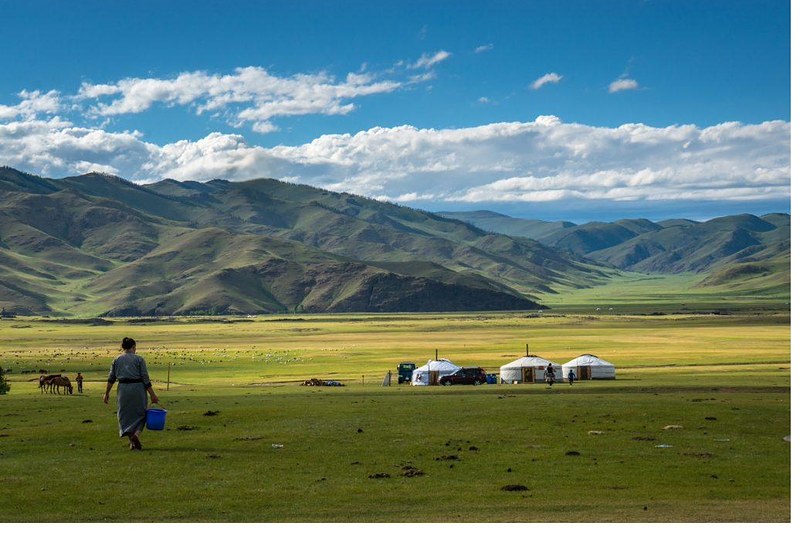 Nomadic ger camp in the Orkhon Valley, Central Mongolia